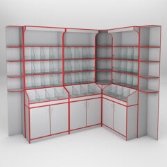 Комплект стеллажей КО №4, Серый, кромка красная