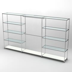 Торговая система ХРОМ 3630мм с прозрачными полками и поручнями №1, Белый