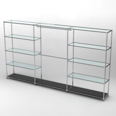 Торговая система ХРОМ 3630мм с прозрачными полками и поручнями №1, Черный