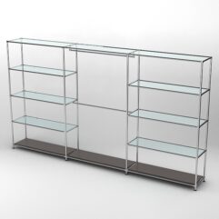 Торговая система ХРОМ 3630мм с прозрачными полками и поручнями №1, Дуб Венге