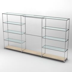 Торговая система ХРОМ 3630мм с прозрачными полками и поручнями №1, Дуб Сонома