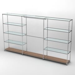 Торговая система ХРОМ 3630мм с прозрачными полками и поручнями №1, Орех