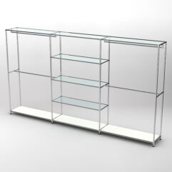 Торговая система ХРОМ 3630мм с прозрачными полками и поручнями №2, Белый