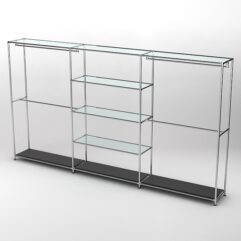 Торговая система ХРОМ 3630мм с прозрачными полками и поручнями №2, Черный