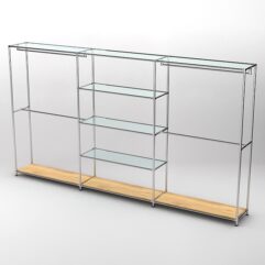 Торговая система ХРОМ 3630мм с прозрачными полками и поручнями №2, Дуб Золотистый