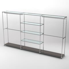 Торговая система ХРОМ 3630мм с прозрачными полками и поручнями №2, Дуб Венге