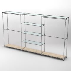 Торговая система ХРОМ 3630мм с прозрачными полками и поручнями №2, Дуб Сонома