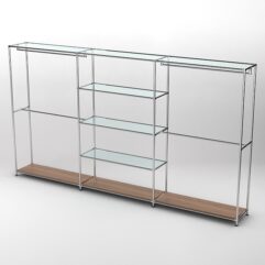 Торговая система ХРОМ 3630мм с прозрачными полками и поручнями №2, Орех