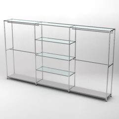 Торговая система ХРОМ 3630мм с прозрачными полками и поручнями №2, Серый