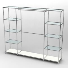 Торговая система ХРОМ 2430мм с прозрачными полками и поручнями №3, Белый