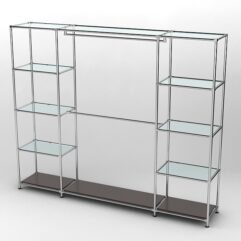 Торговая система ХРОМ 2430мм с прозрачными полками и поручнями №3, Дуб Венге