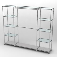 Торговая система ХРОМ 2430мм с прозрачными полками и поручнями №3, Серый
