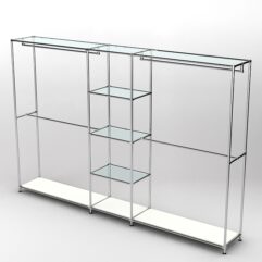 Торговая система ХРОМ 3030мм с прозрачными полками и поручнями №4, Белый