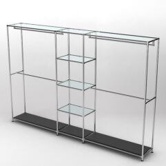 Торговая система ХРОМ 3030мм с прозрачными полками и поручнями №4, Черный