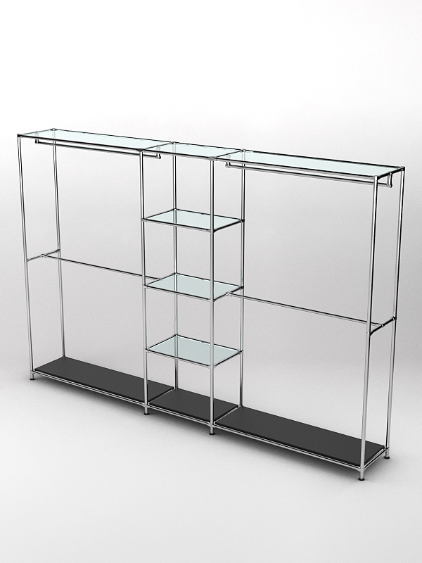 Торговая система ХРОМ 3030мм с прозрачными полками и поручнями №4, Черный