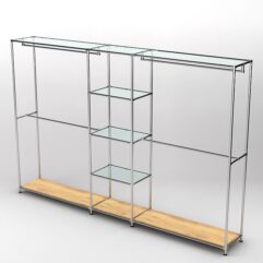 Торговая система ХРОМ 3030мм с прозрачными полками и поручнями №4, Дуб Золотистый