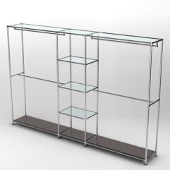 Торговая система ХРОМ 3030мм с прозрачными полками и поручнями №4, Дуб Венге