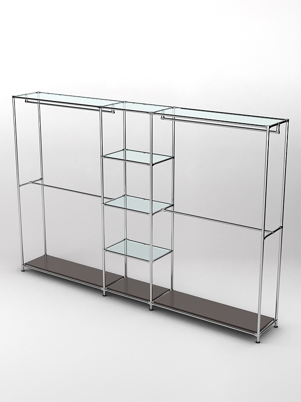 Торговая система ХРОМ 3030мм с прозрачными полками и поручнями №4, Дуб Венге