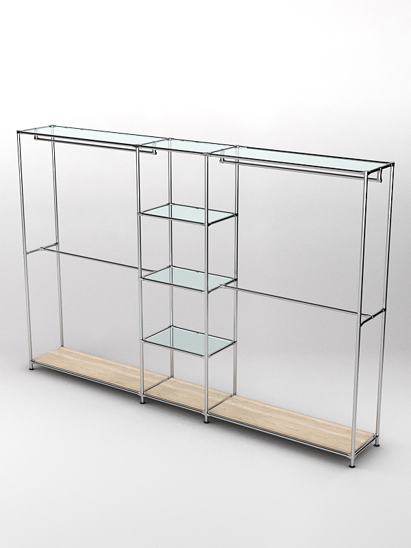 Торговая система ХРОМ 3030мм с прозрачными полками и поручнями №4, Дуб Сонома