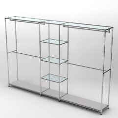 Торговая система ХРОМ 3030мм с прозрачными полками и поручнями №4, Серый