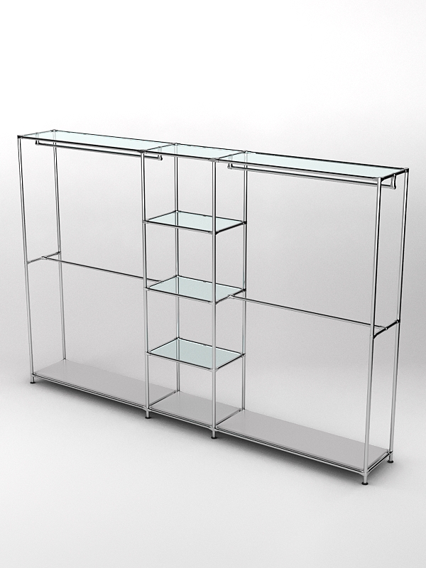 Торговая система ХРОМ 3030мм с прозрачными полками и поручнями №4, Серый