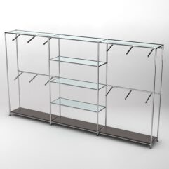 Торговая система ХРОМ 3630мм с прозрачными полками и поручнями №5, Дуб Венге