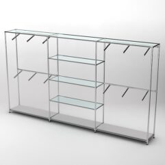 Торговая система ХРОМ 3630мм с прозрачными полками и поручнями №5, Серый