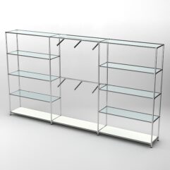 Торговая система ХРОМ 3630мм с прозрачными полками и поручнями №6, Белый