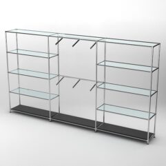 Торговая система ХРОМ 3630мм с прозрачными полками и поручнями №6, Черный