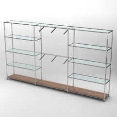 Торговая система ХРОМ 3630мм с прозрачными полками и поручнями №6, Орех