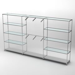Торговая система ХРОМ 3630мм с прозрачными полками и поручнями №6, Серый