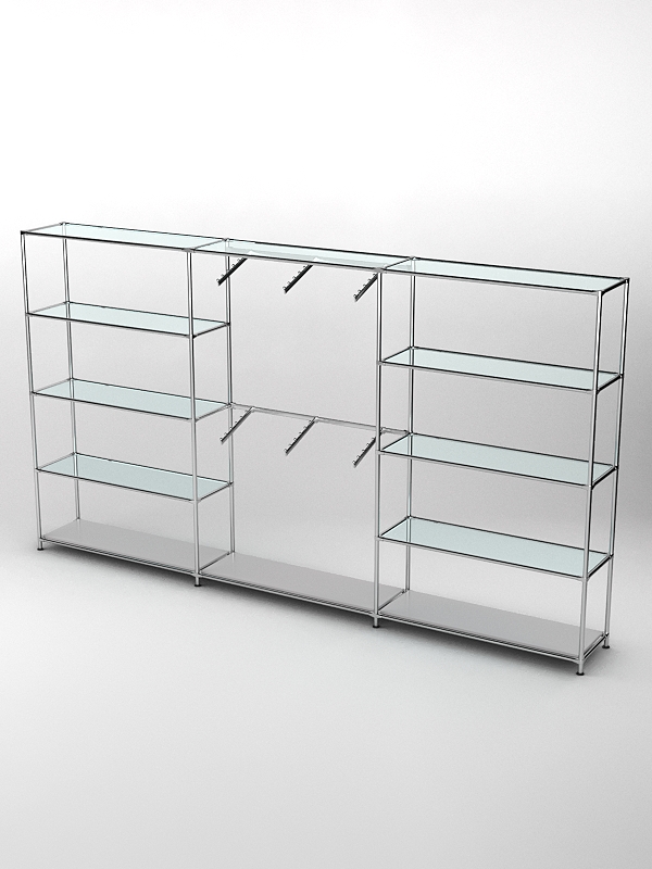 Торговая система ХРОМ 3630мм с прозрачными полками и поручнями №6, Серый