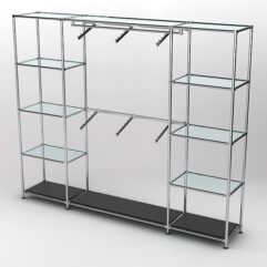 Торговая система ХРОМ 2430мм с прозрачными полками и поручнями №7, Черный
