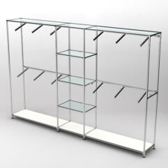 Торговая система ХРОМ 3030мм с прозрачными полками и поручнями №8, Белый