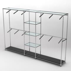 Торговая система ХРОМ 3030мм с прозрачными полками и поручнями №8, Черный