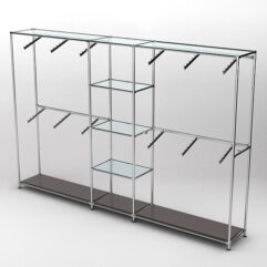 Торговая система ХРОМ 3030мм с прозрачными полками и поручнями №8, Дуб Венге