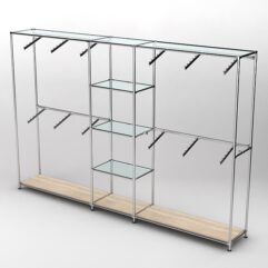 Торговая система ХРОМ 3030мм с прозрачными полками и поручнями №8, Дуб Сонома