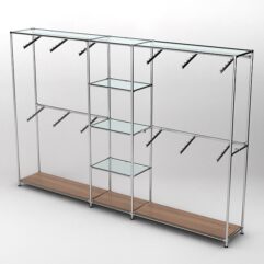 Торговая система ХРОМ 3030мм с прозрачными полками и поручнями №8, Орех