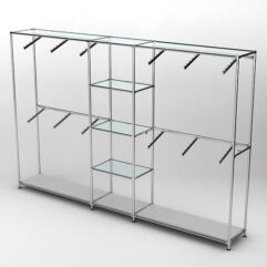 Торговая система ХРОМ 3030мм с прозрачными полками и поручнями №8, Серый