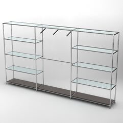 Торговая система ХРОМ 3630мм с прозрачными полками и поручнями №9, Дуб Венге