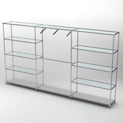 Торговая система ХРОМ 3630мм с прозрачными полками и поручнями №9, Серый