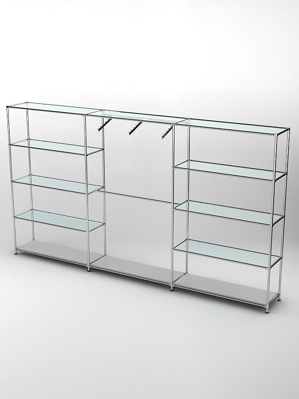 Торговая система ХРОМ 3630мм с прозрачными полками и поручнями №9, Серый