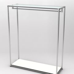 Торговый стенд ХРОМ TD-10 №1-1 с полкой стекло 6мм прозрачное, Белый