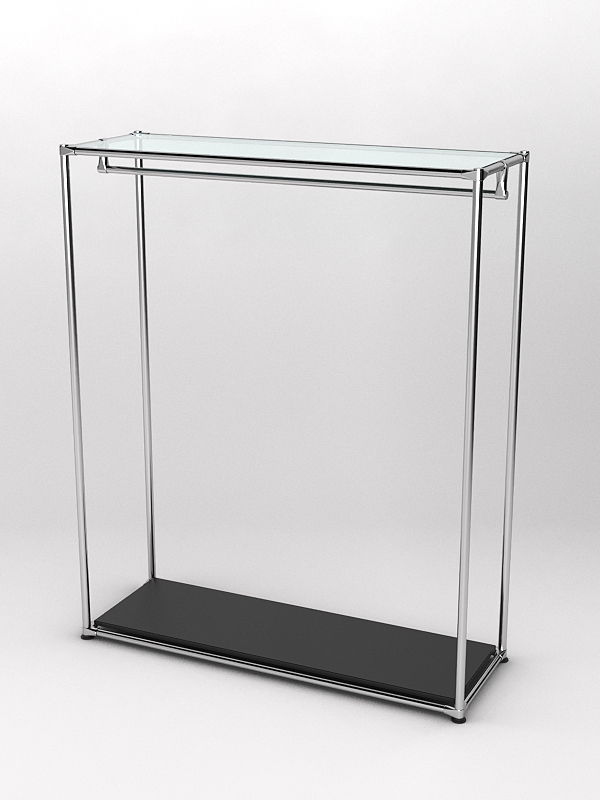 Торговый стенд ХРОМ TD-10 №1-1 с полкой стекло 6мм прозрачное, Черный