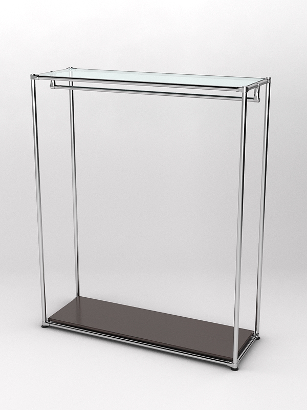 Торговый стенд ХРОМ TD-10 №1-1 с полкой стекло 6мм прозрачное, Дуб Венге