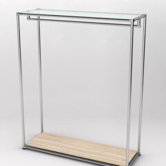 Торговый стенд ХРОМ TD-10 №1-1 с полкой стекло 6мм прозрачное, Дуб Сонома