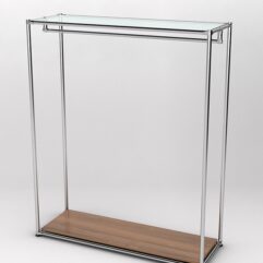 Торговый стенд ХРОМ TD-10 №1-1 с полкой стекло 6мм прозрачное, Орех