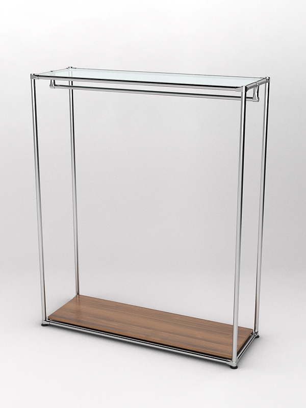 Торговый стенд ХРОМ TD-10 №1-1 с полкой стекло 6мм прозрачное, Орех