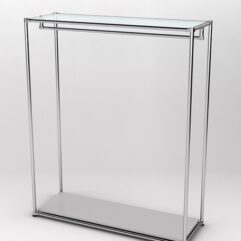 Торговый стенд ХРОМ TD-10 №1-1 с полкой стекло 6мм прозрачное, Серый