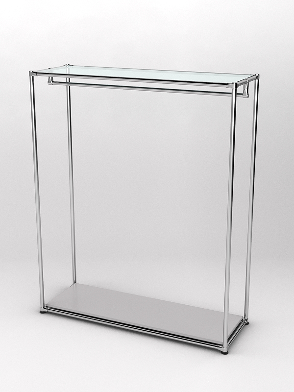 Торговый стенд ХРОМ TD-10 №1-1 с полкой стекло 6мм прозрачное, Серый